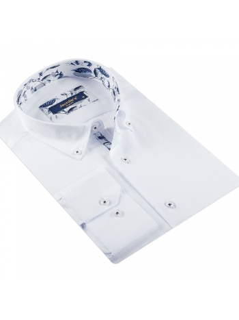 SLIM FIT BUTTON COLLAR LONG SLEEVE SHIRT