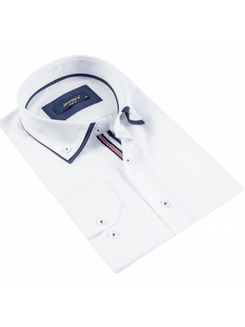 SLIM FIT DOUBLE COLLAR LONG SLEEVE SHIRT